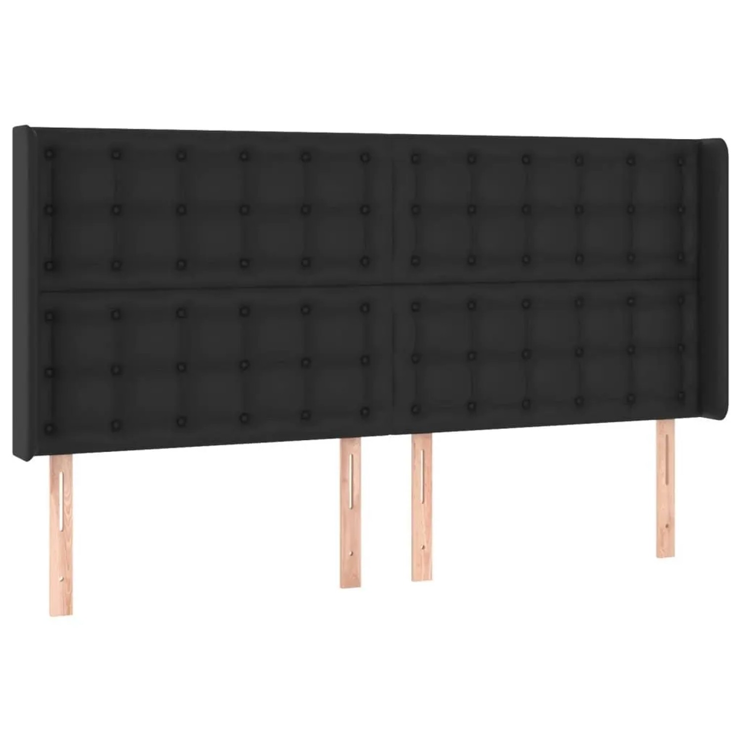 vidaXL Kopfteil mit Ohren Schwarz 203x16x118/128 cm Kunstleder 3119688