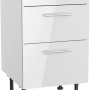 Optifit Unterschrank Rurik986 mit 3 Auszügen, 50 cm breit, in Weiß. Küchenunterschrank mit Edelstahlgriffen.
