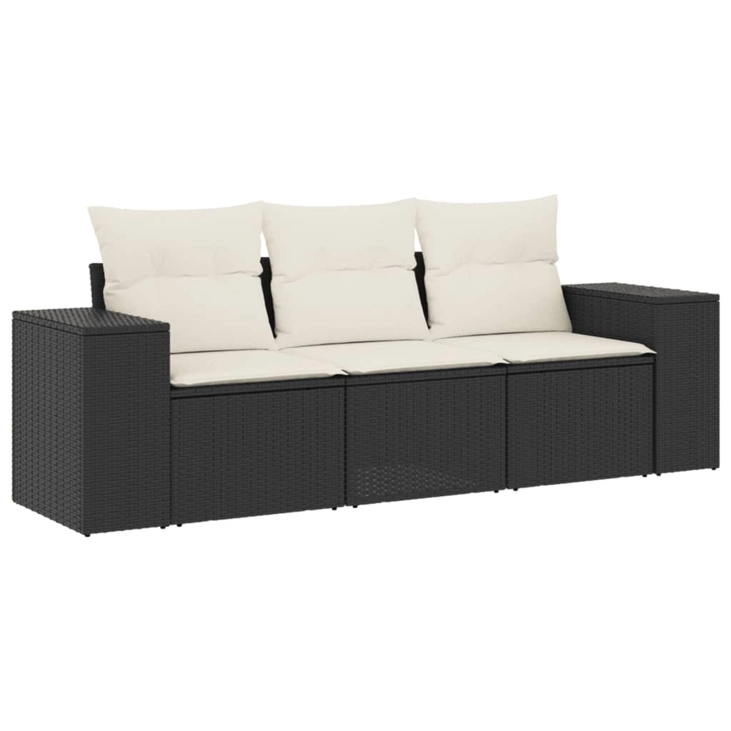 vidaXL 3-Tlg Garten-Sofagarnitur mit Kissen Schwarz Poly Rattan 3254593 günstig online kaufen