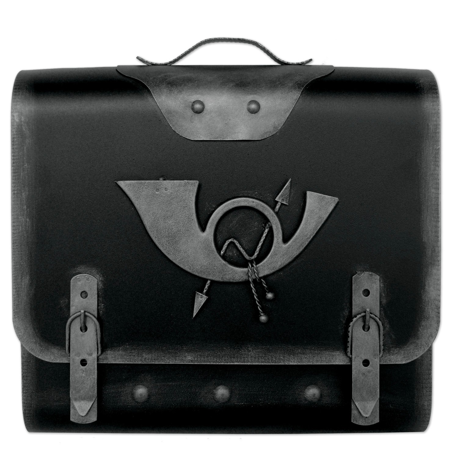 HMF 511-09 Briefkasten Alter Schulranzen Posthorn PH3 40 x 40 x 9 cm Silber