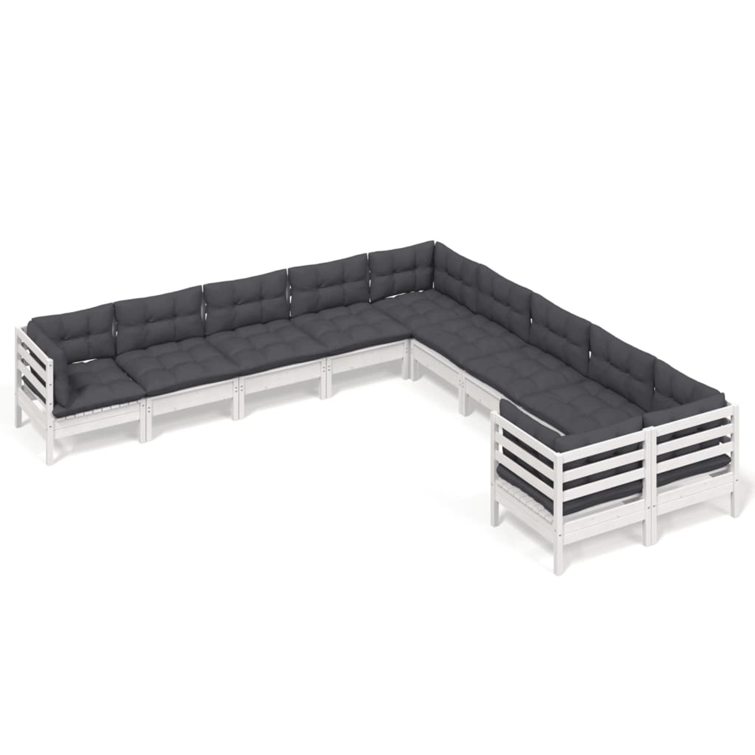 vidaXL 10-Tlg Garten-Lounge-Set mit Kissen Weiß Kiefernholz 3097008 günstig online kaufen