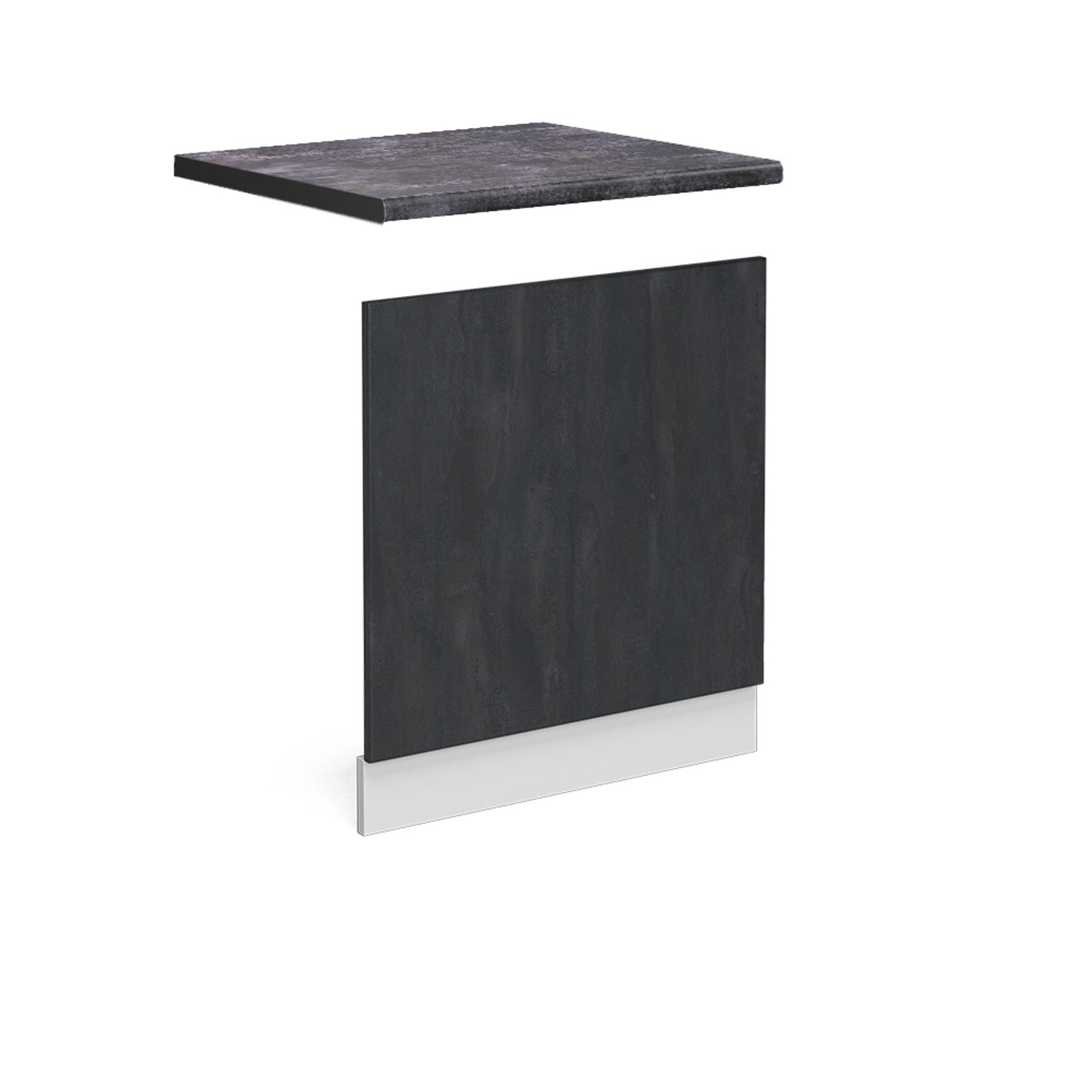 Vicco Frontblende R-Line Geschirrspüler Fronttür Schwarz Beton/Weiß 60 cm AP Anthrazit