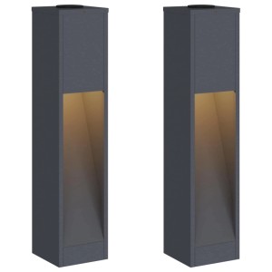 vidaXL Solar LED Wegeleuchte 2 Stk Anthrazit Kalt Gewalzter Stahl 879718