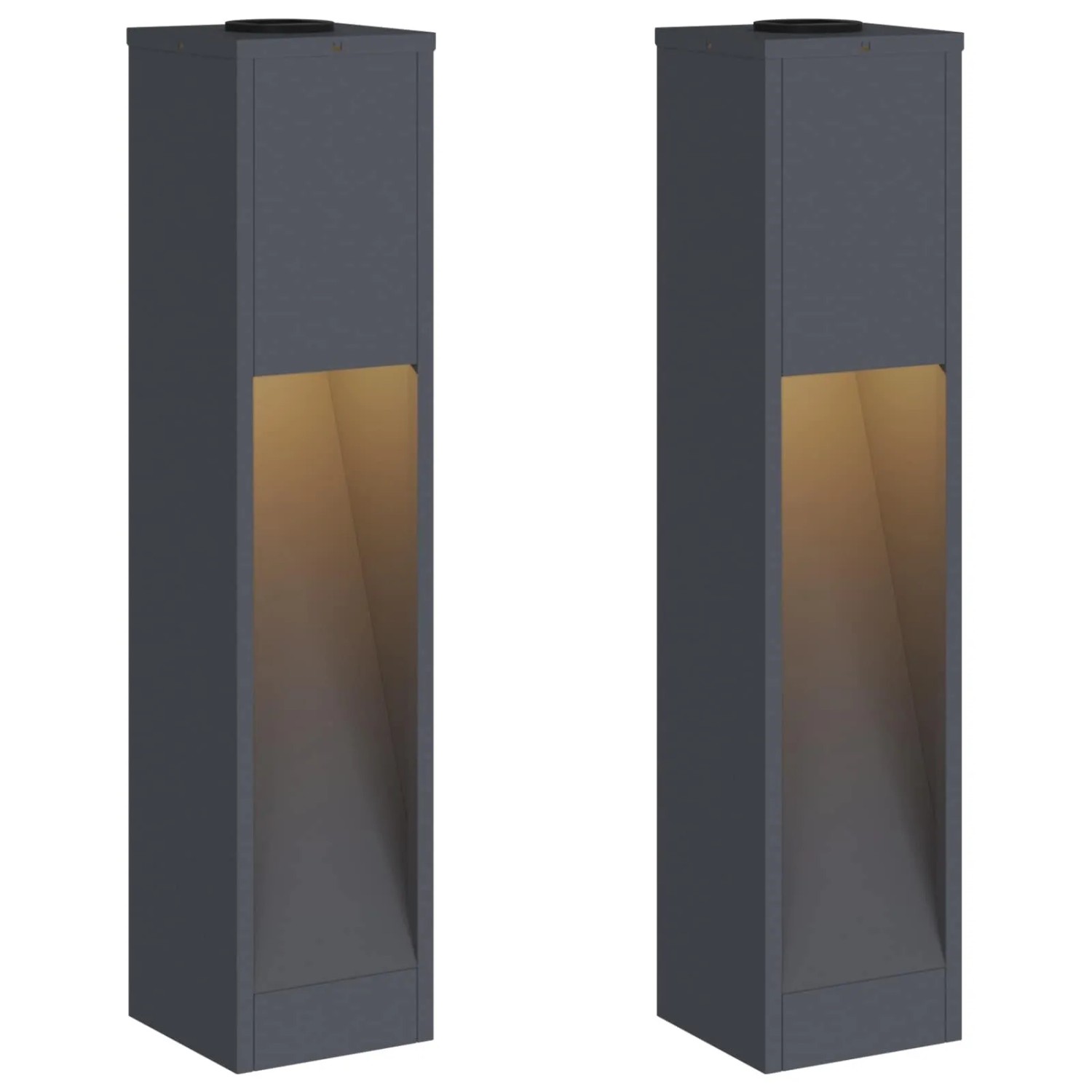 vidaXL Solar LED Wegeleuchte 2 Stk Anthrazit Kalt Gewalzter Stahl 879718