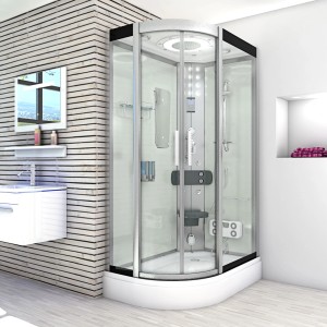 AquaVapore Komplettdusche 120x80 cm mit Regendusche, Massagedüsen und Klappsitz.