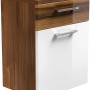 Posseik Bad-Hängeschrank Rima in Walnuss-Weiß mit Schublade und Tür, 40 cm breit.