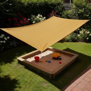 Relaxdays Sonnensegel HDPE Sand Atmungsaktiv 4 m x 5 m