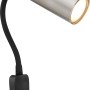 Schwarze Globo Wandlampe Robby mit Flexarm und Nickel-Akzenten, ideal als Leselampe.