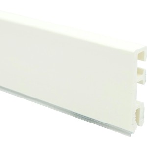 Weiße Hartschaum Sockelleiste Cubica 60 sk, selbstklebend, 60 mm hoch.