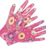 2er Set Gartenhandschuhe mit Nitril-Teilbeschichtung, weiß-pink mit Blumenmuster, Größe 8.