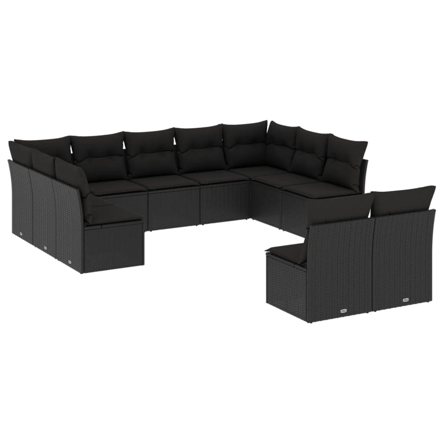 vidaXL 11-tlg Garten-Sofagarnitur mit Kissen Schwarz Poly Rattan Modell 30 günstig online kaufen