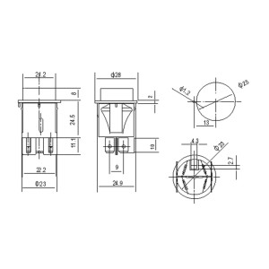 Technische Zeichnung Wiltec Handtaster für Kleinhebeanlage, Maße und Details.