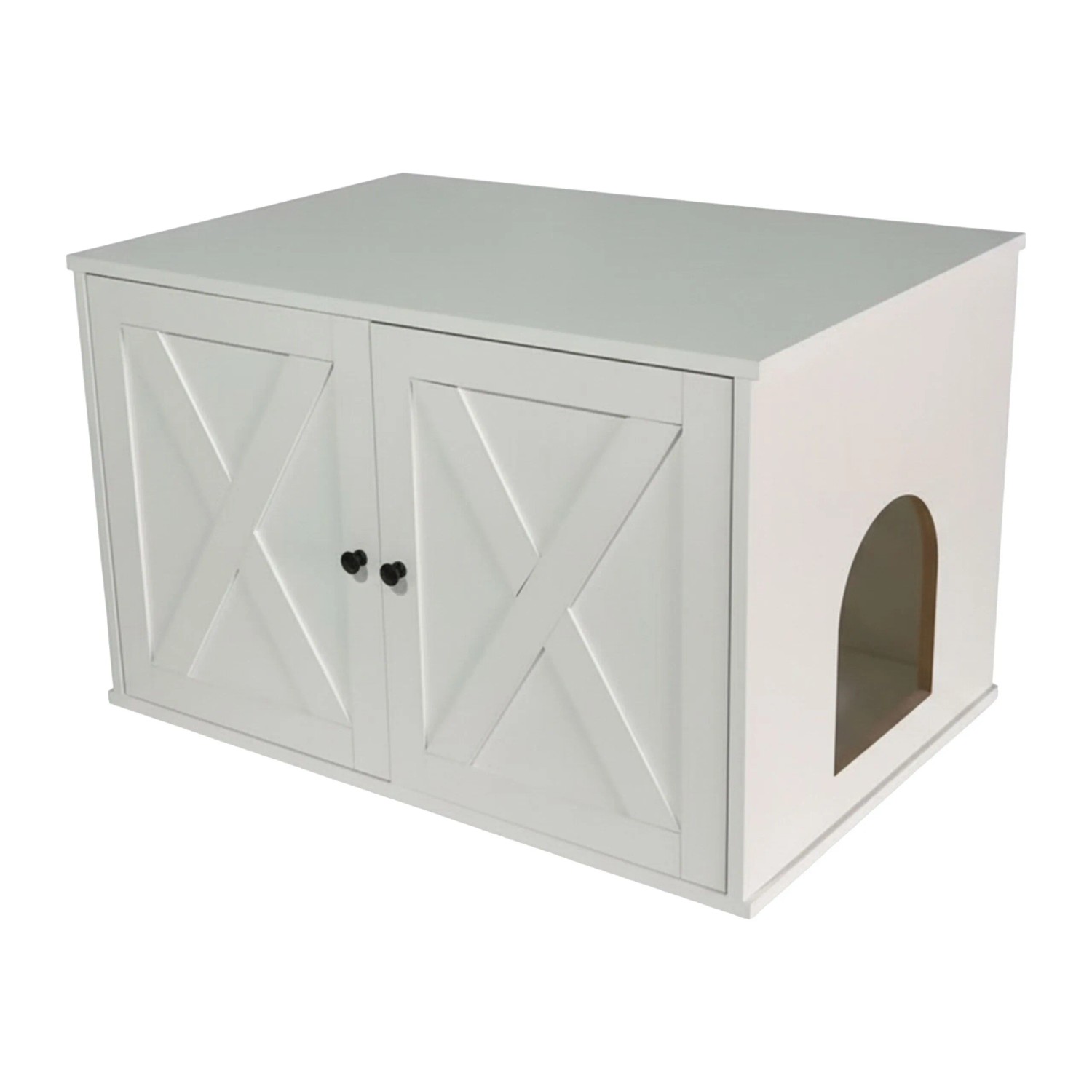 Relaxdays Katzenschrank MDF Weiß mit Trennwand 50 cm x 80 cm x 53 cm