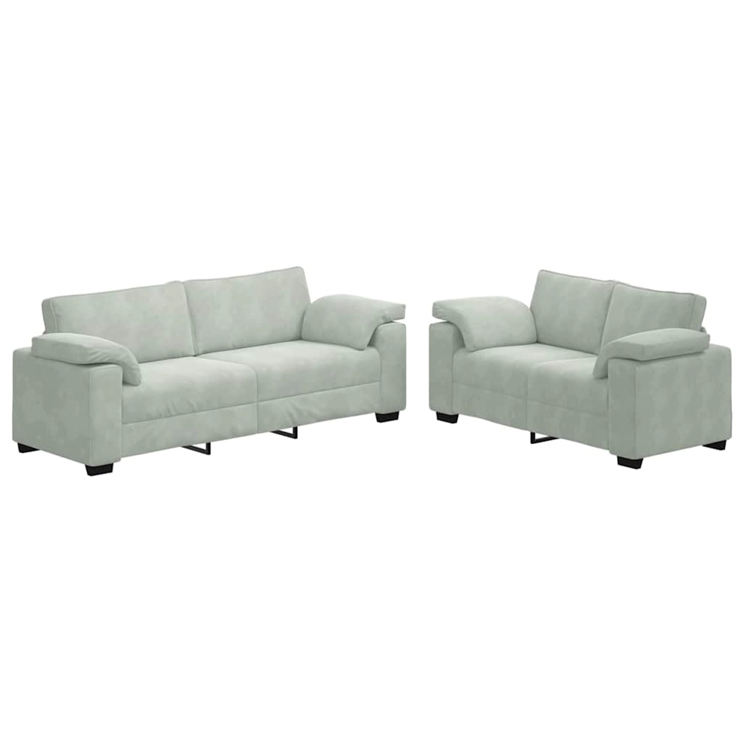 vidaXL 2-Teiliges Sofa-Set mit Kissen Hellgrau Samt 3324749 günstig online kaufen