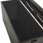 Offene, dunkelbraune Auflagenbox Modena aus Polyrattan, 46x126x63 cm.
