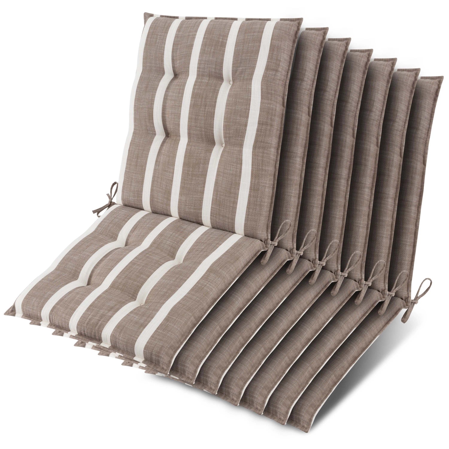 Beautissu 7x Niederlehner Sun-NL Auflage 100x50x8cm Beige-Weiß-Gestreift