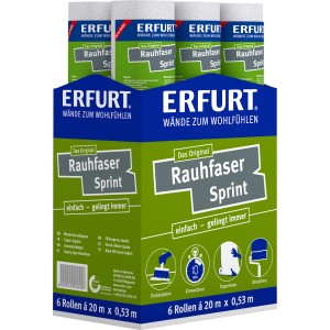 Packung Erfurt Rauhfaser Sprint, überstreichbare Tapete mit feiner Struktur, 6 Rollen.
