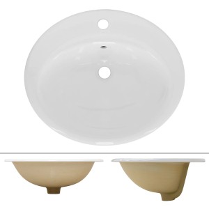 ML-Design Waschbecken, oval, weiß, mit Ablaufgarnitur. Keramik Handwaschbecken für Bad oder Gäste-WC.
