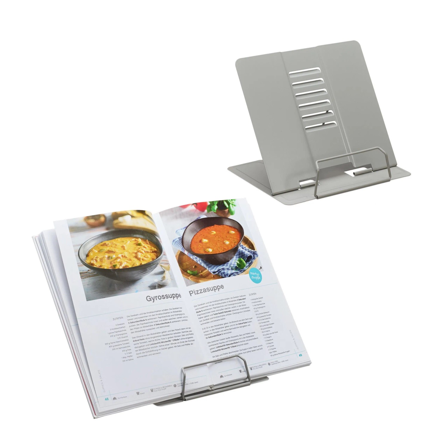 Relaxdays Buchständer 2er Set Stahl Grau Höhenverstellbar 18 cm x 21 cm x 16,5 cm