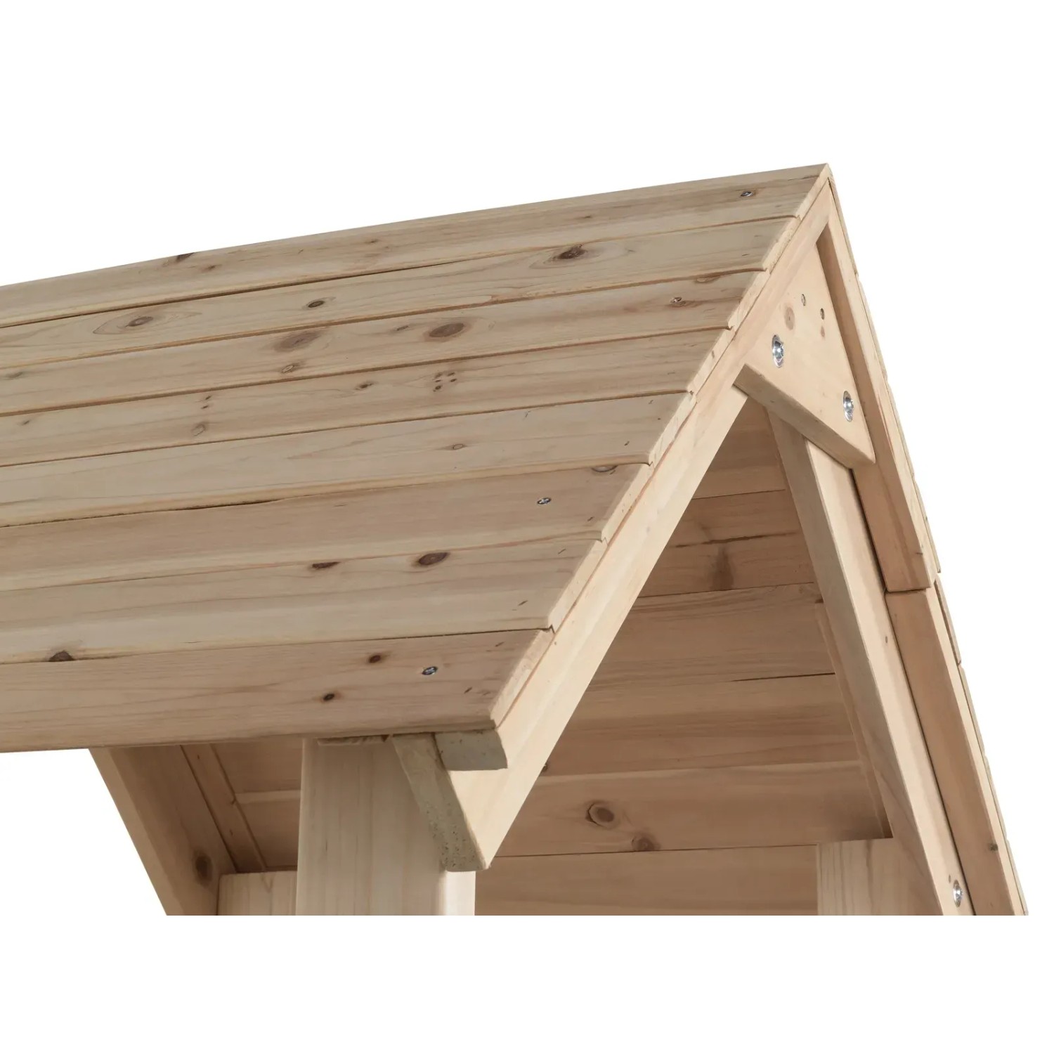 Detailansicht des Holz-Dachs vom Swing King Spielturm Noa.