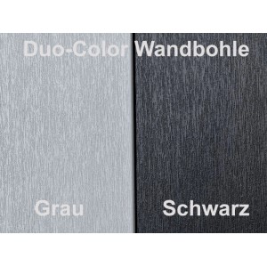 Detailaufnahme: Duo-Color Wandbohle (grau/schwarz) für Fjordholz Gartenhaus Sunshine Slide.