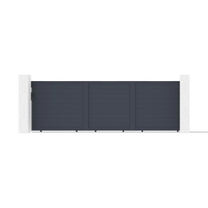 Graues Casanoov Aluminium Schiebetor Eiger, 5 m breit, für Gartenzufahrten.