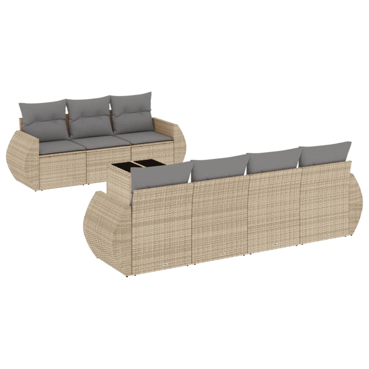 vidaXL 8-Tlg Garten-Sofagarnitur mit Kissen Beige Poly Rattan 3253466 günstig online kaufen