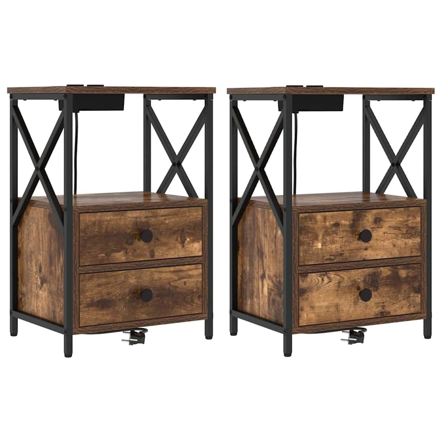 vidaXL Nachttisch mit Ladestation Räuchereiche Holzwerkstoff 859565 günstig online kaufen