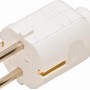 Weißer Schutzkontakt-Stecker aus Kunststoff für den Innenbereich.