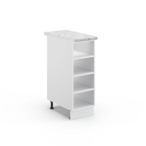 Vicco Küchenregal Fame-Line, offener Küchenschrank in Weiß/Marmor, 30 cm breit.