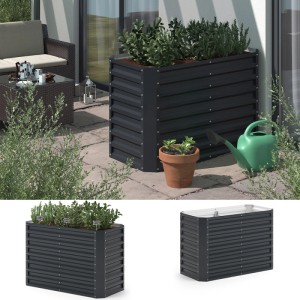 Anthrazitfarbenes OK-Living Hochbeet 120x60 cm aus Metall für Garten oder Terrasse.