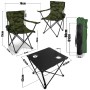 BigDean Campingmöbel Set: Campingtisch, zwei Camouflage Campingstühle und Tragetasche.
