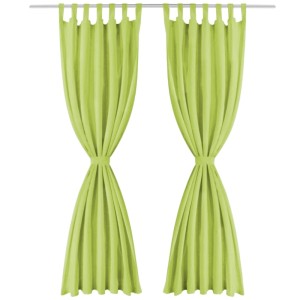 vidaXL Vorhänge Mikro-Satin 2 Stk mit Schlaufen 140 x 175 cm Grün 132222