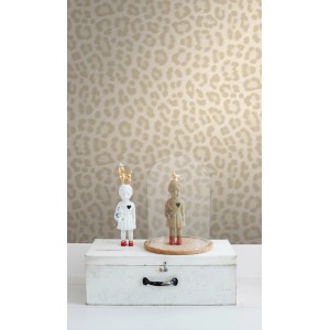 ESTAhome Vliestapete mit Leopardenmuster in Beige, 50x900 cm. Dekorative Tapete für Wohn- und Schlafzimmer.