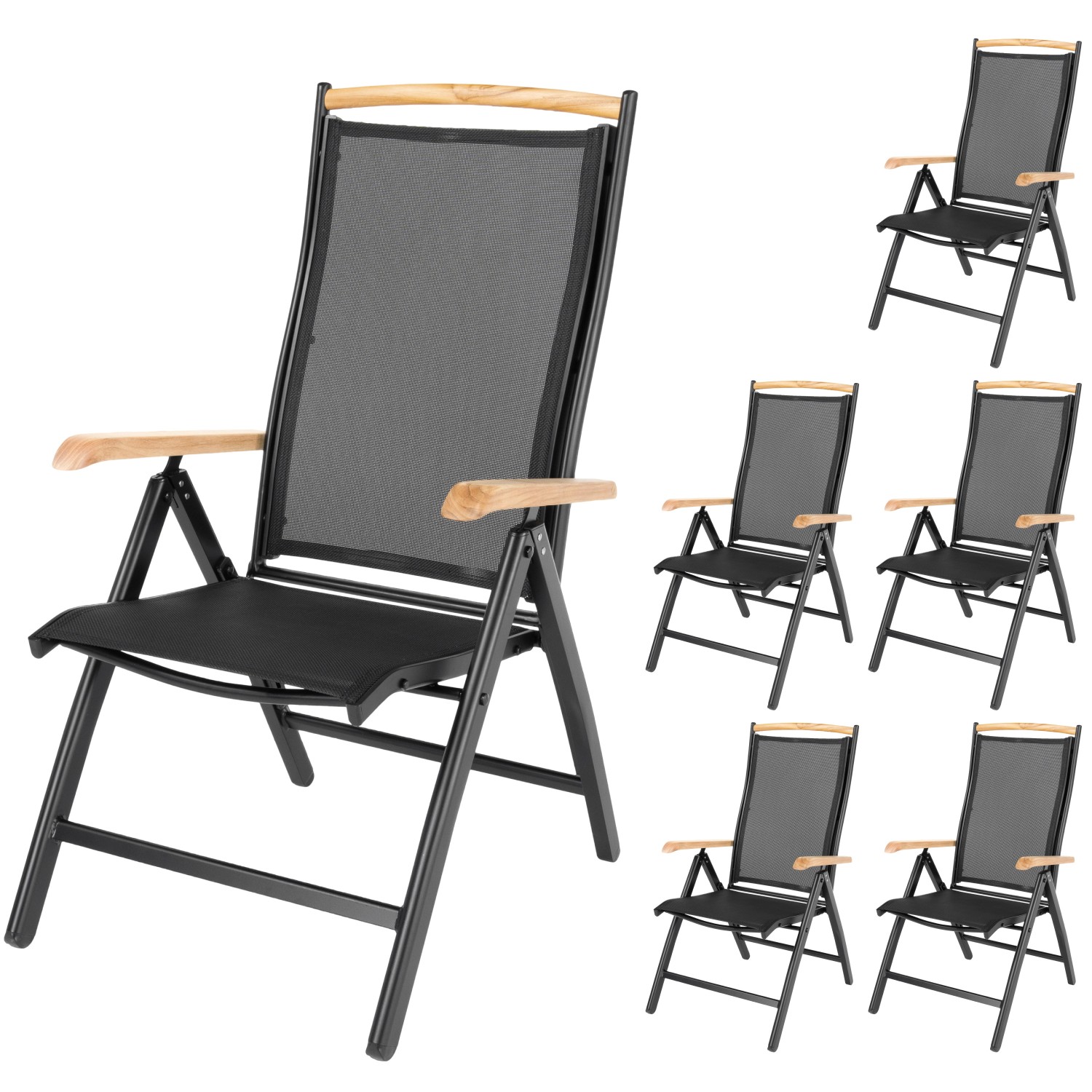 ib style Gartenstuhl 6er Set Diplomat Klappstuhl aus Aluminium und Teakholz günstig online kaufen