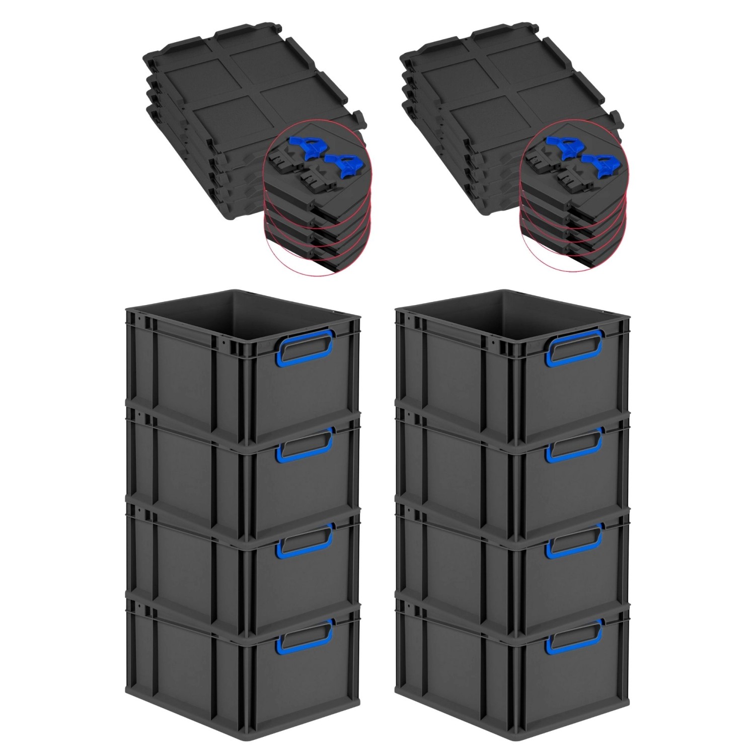 PROREGAL SuperSparSet 8x Eurobox Nextgen Color Mit Scharnierdeckel HxBxT 22 günstig online kaufen