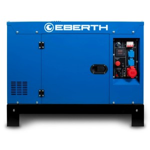 Blaues EBERTH 15000W Diesel Notstromaggregat mit Anschlüssen und Bedienelementen.