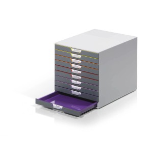Durable Schubladenbox A4 Varicolor mit 10 Fächern in Mehrfarbig, Büro Ordnungssystem.