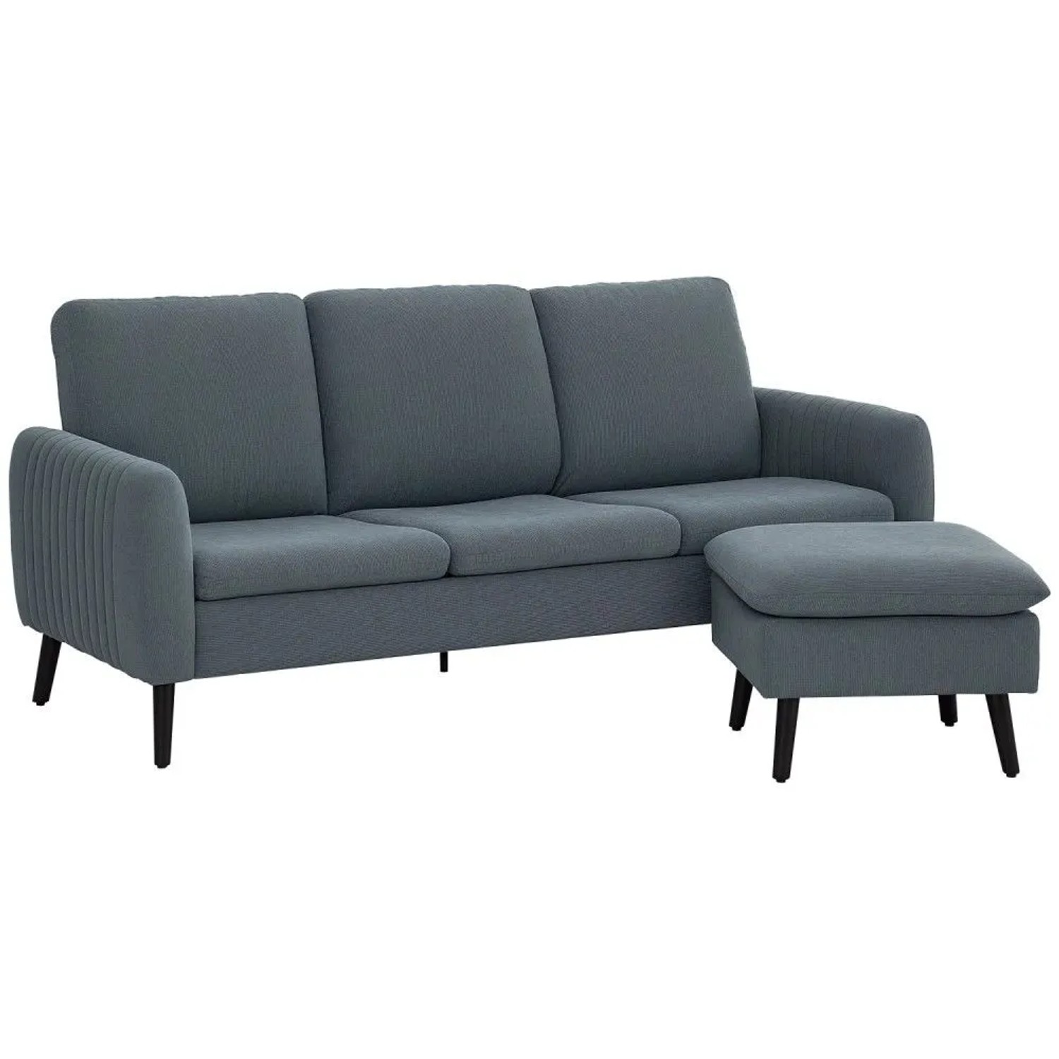 HOMCOM Ecksofa Polyester Kautschukholz 196L x 140B x 88H cm Dunkelgrau