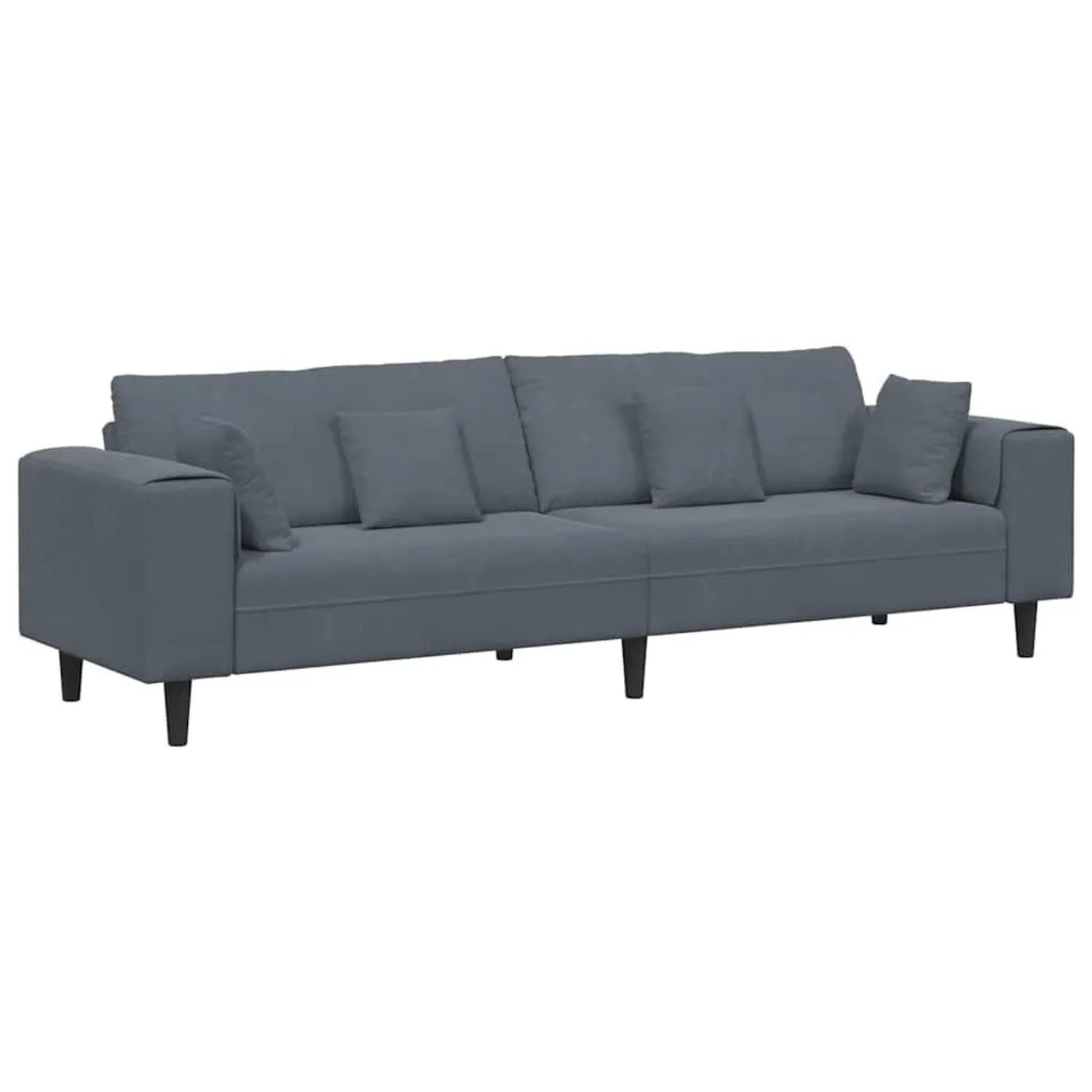 vidaXL Sofa mit Kissen Dunkelgrau 250 x 77 x 76 cm Samt 3335154