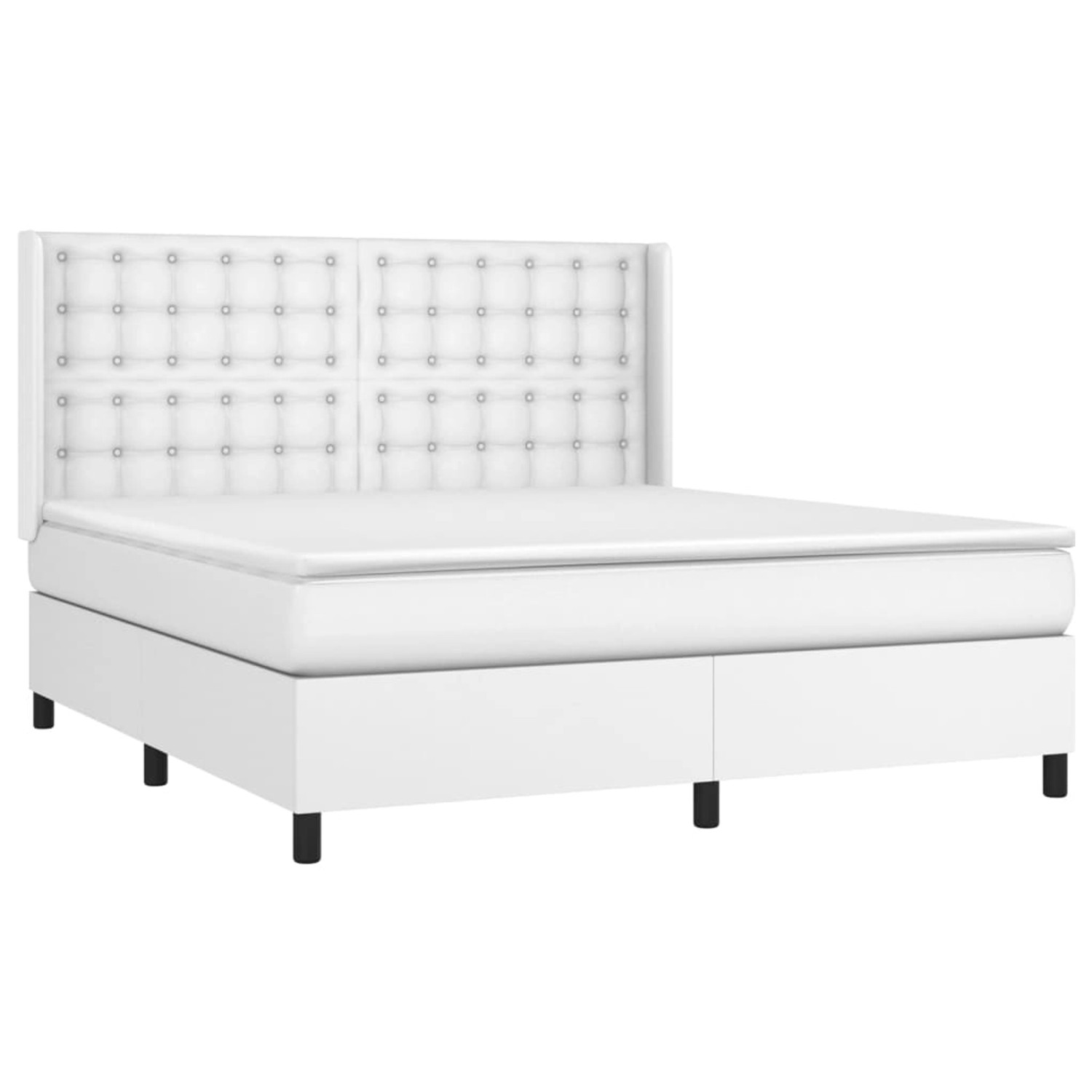vidaXL Boxspringbett mit Matratze & LED Weiß 180x200 cm Kunstleder 3139398 günstig online kaufen