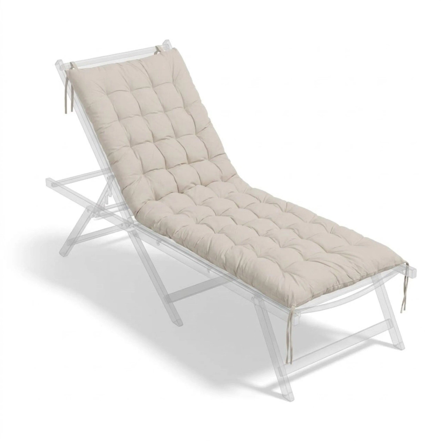 Relaxdays Bankauflage Polyester Beige Gesteppt mit Bindebändern 180 cm x 70 cm