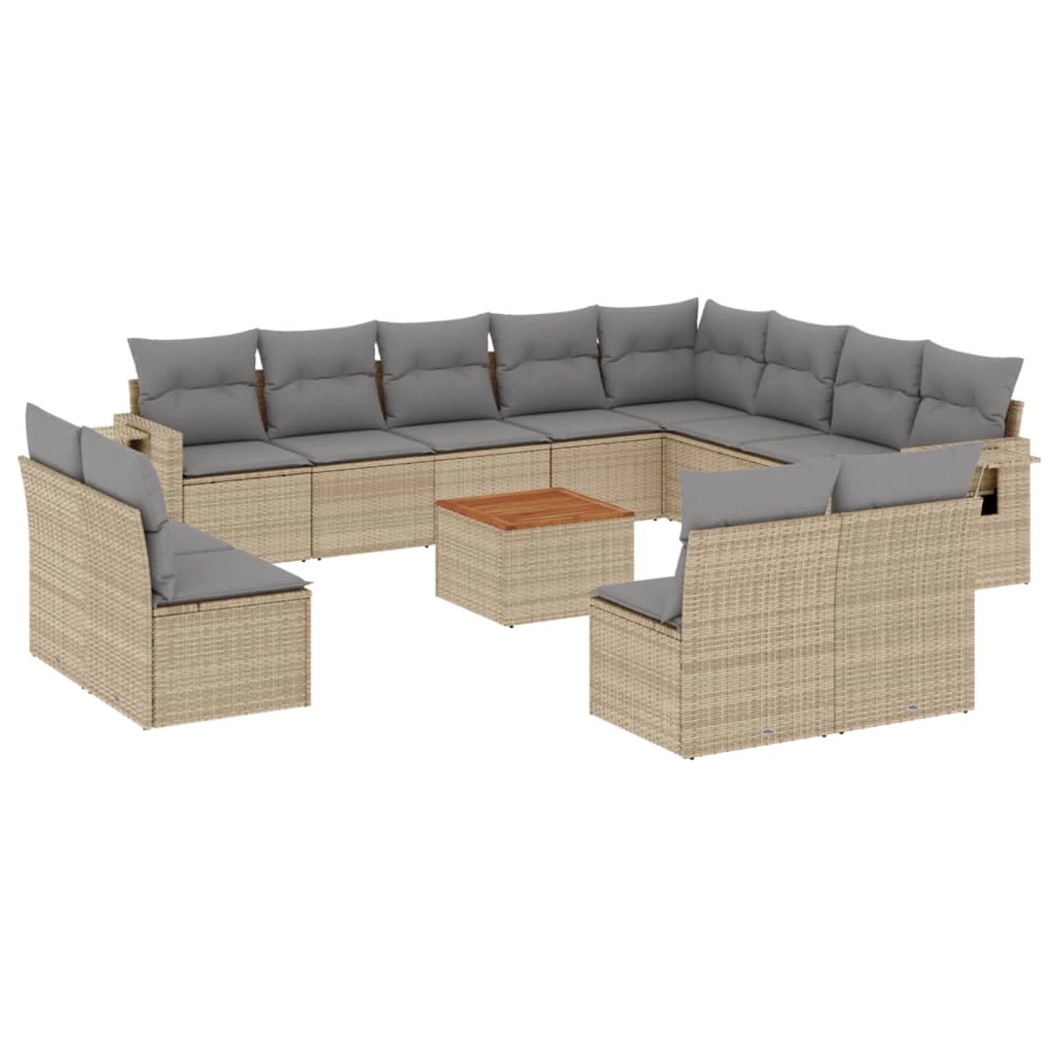 vidaXL 13-Tlg Garten-Sofagarnitur mit Kissen Beige Poly Rattan 3257144 günstig online kaufen