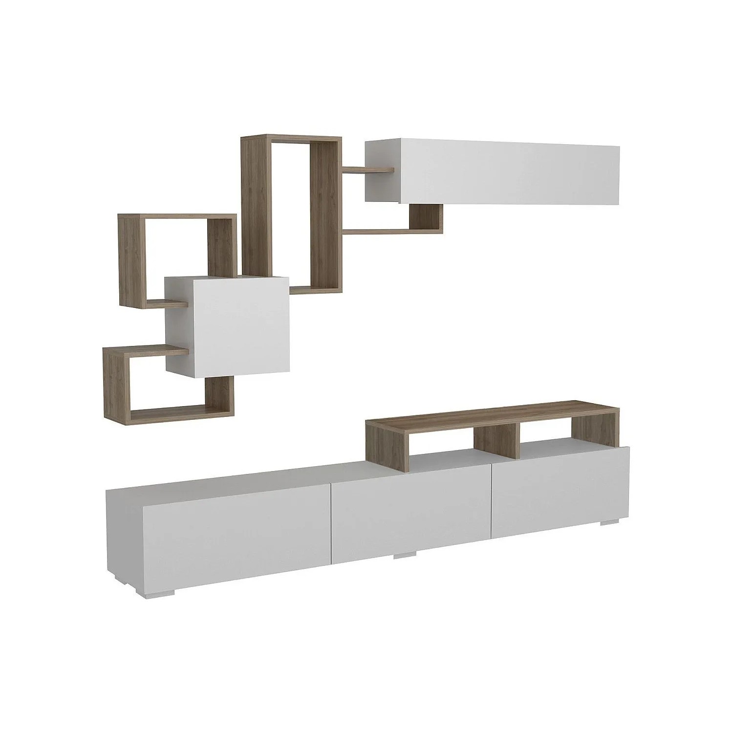 Vente-unique Tv-Wand Taloli Naturfarben Hell  Weiß 210 cm