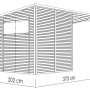Abbildung des Bertilo Gerätehaus Pent Modern 3 Plus Natur, 371x202 cm, mit Maßangaben.