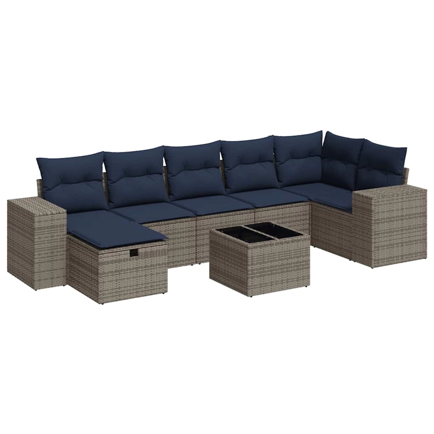 vidaXL 8-Tlg Garten-Sofagarnitur mit Kissen Grau Poly Rattan 3325717 günstig online kaufen