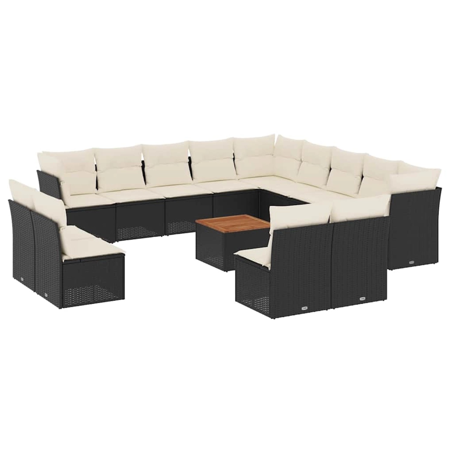vidaXL 14-Tlg Garten-Sofagarnitur mit Kissen Schwarz Poly Rattan 3256266 günstig online kaufen