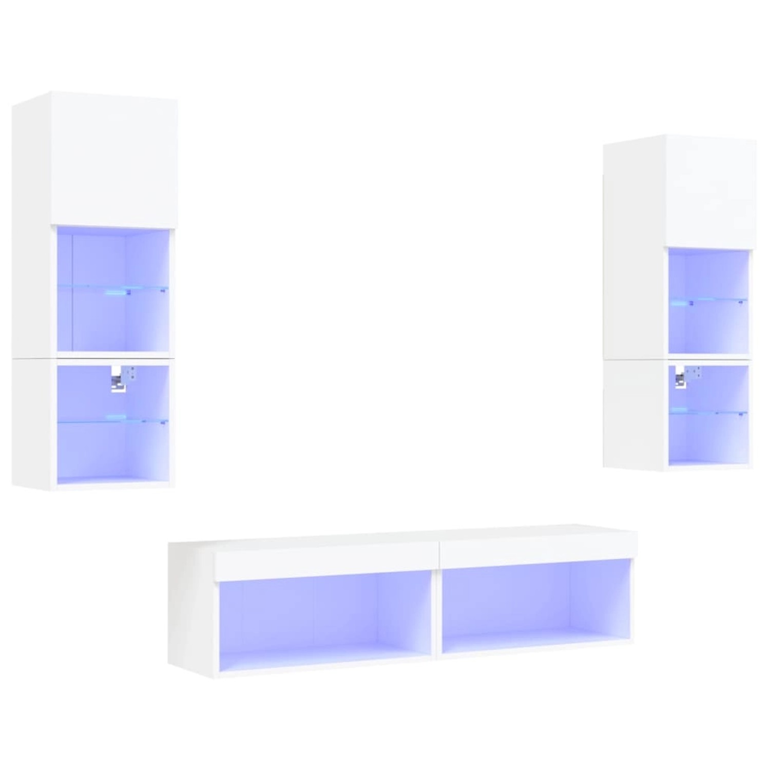 vidaXL 6-tlg. Wohnwand mit LED-Beleuchtung Weiß Holzwerkstoff  Modell 2 günstig online kaufen