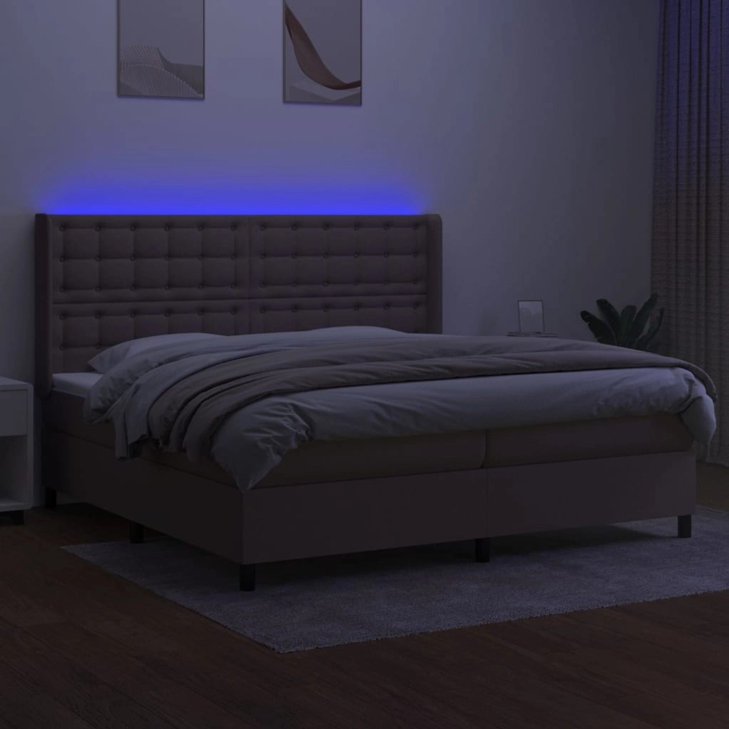 vidaXL Boxspringbett mit Matratze & LED Taupe 200x200 cm Stoff 3138665 günstig online kaufen