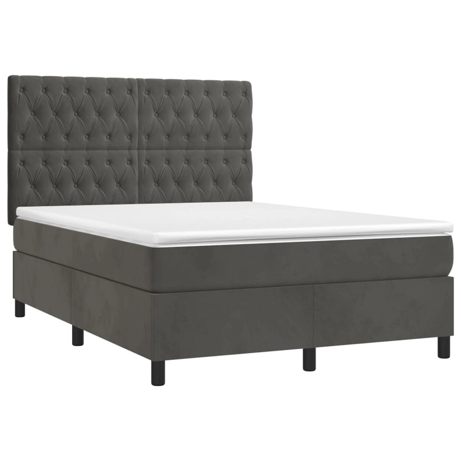 vidaXL Boxspringbett mit Matratze & LED Dunkelgrau 140x200 cm Samt 3136306 günstig online kaufen